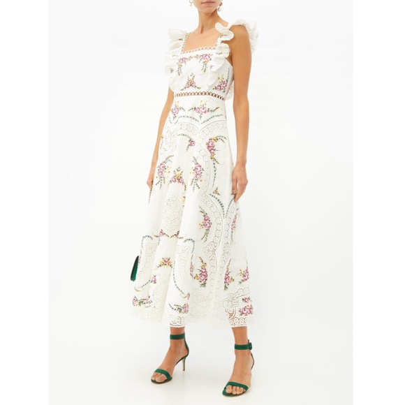 Zimmermann Dresses & Skirts - NWOT Zimmermann Allia Linen and Cotton Midi Dress Size 0 Ivory White